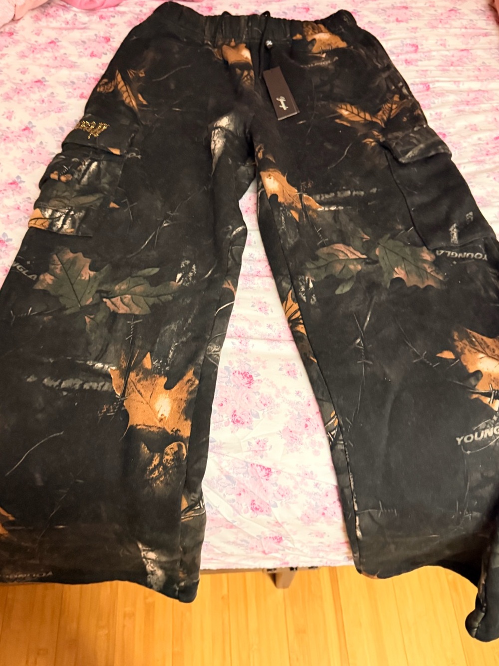 YoungLA Black and Brown Camo Cargo Pants
